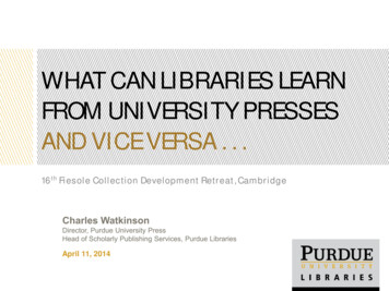 What Can Libraries Learn From University Presses And Vice Versa