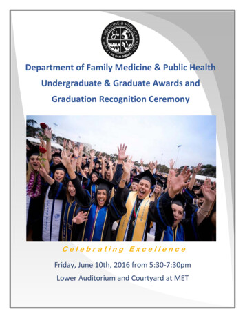 Department Of Family Medicine & Public Health Undergraduate & Graduate .