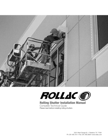 Rolling Shutter Installation Manual - ROLLAC SHUTTERS