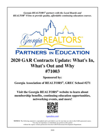 2020 GAR Contracts Gillett Handout - Chattanooga Real Estate