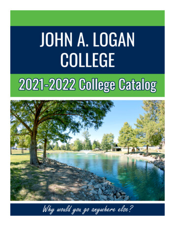 JOHN A. LOGAN COLLEGE 2021-2022 College Catalog