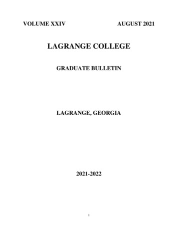 VOLUME XXIV AUGUST 2021 - LaGrange College