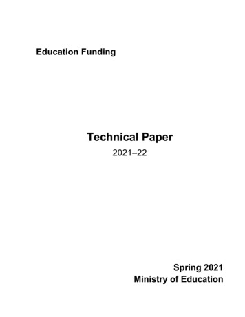 Education Funding: Technical Paper 2021-22 - Ontario.ca