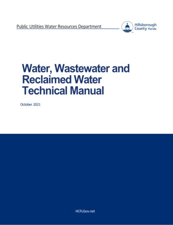 Water, Wastewater And Reclaimed Water Technical Manual