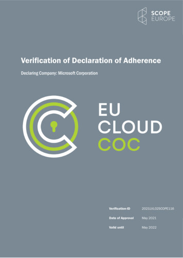 Verification Of Declaration Of Adherence - Home: EU Cloud CoC