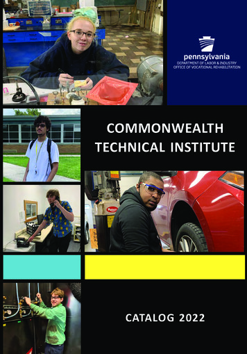 2022 Commonwealth Technical Institute Catalog - Dli.pa.gov