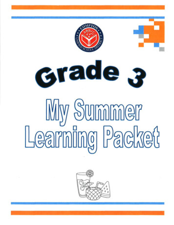 3rd Grade Summer Learning Packet TABLE OF CONTENTS