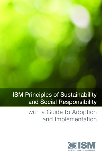 ISM Principles Of Sustainability And Social Responsibility With A Guide .
