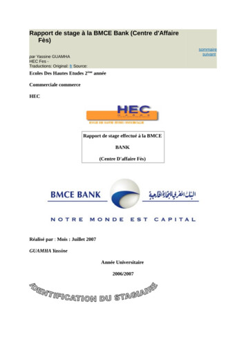 Rapport De Stage à La BMCE Bank (Centre D'Affaire Fès)