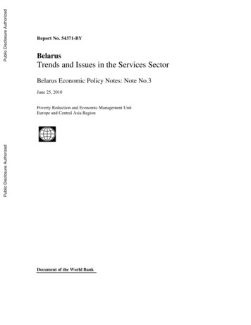 Belarus Trends And Issues In The Services Sector - World Bank