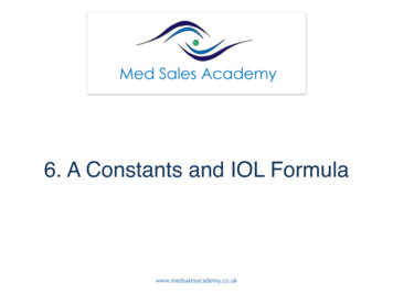 6 A Constants And Formula Slides - Medsalesacademy.co.uk