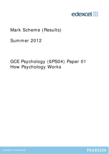 Mark Scheme (Results) Summer 2012 GCE Psychology (6PS04 .