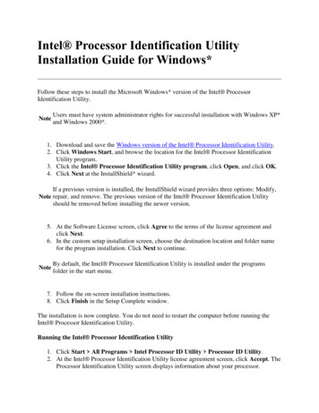 Intel Processor Identification Utility Installation Guide For Windows*