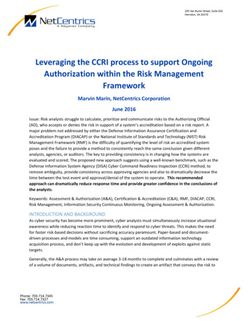 Leveraging The CCRI Process To Support Ongoing Authorization Within The .