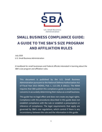 Small Business Compliance Guide: A Guide To The Sba's Size Program And .