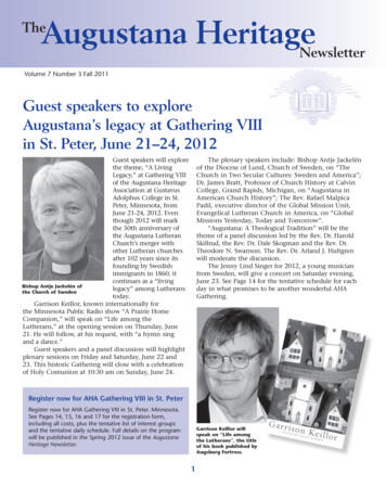 Guest Speakers To Explore Augustana's Legacy At Gathering VIII In St .