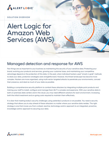 SOLUTION OVERVIEW Alert Logic For Amazon Web Services (AWS)