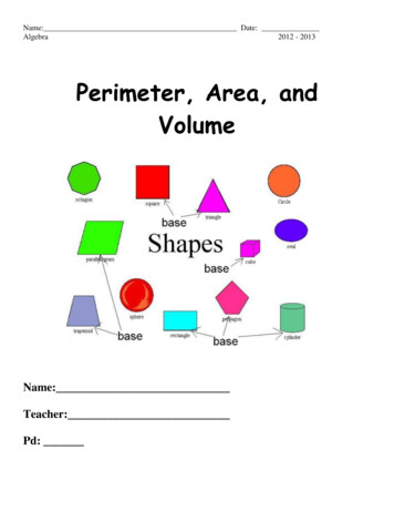 Perimeter, Area, And Volume