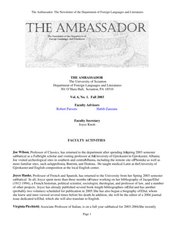 The Ambassador: The Newsletter Of The Department Of Foreign Languages .