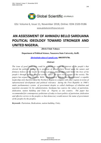 An Assessment Of Ahmadu Ello Sarduana Politial Ideology Toward Stronger .