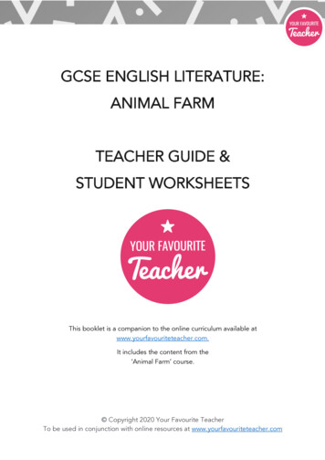 GCSE ENGLISH LITERATURE: ANIMAL FARM TEACHER 