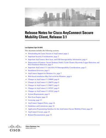 Release Notes For Cisco AnyConnect Secure Mobility Client, Release 3
