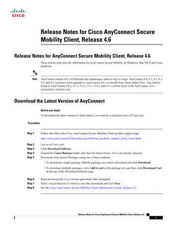 Release Notes For Cisco AnyConnect Secure Mobility Client, Release 4
