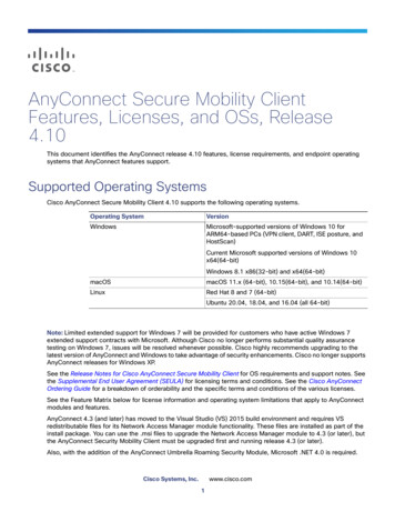 AnyConnect Secure Mobility Client Features, Licenses, And . - Cisco 