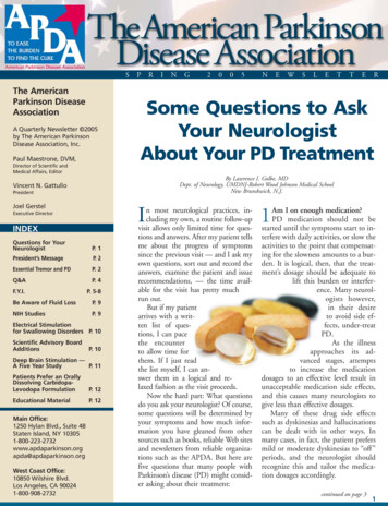 Some Questions To Ask Your Neurologist About Your PD Treatment - APDA