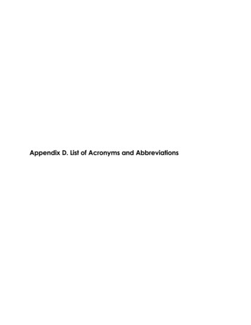 Appendix D. List Of Acronyms And Abbreviations - Caltrans