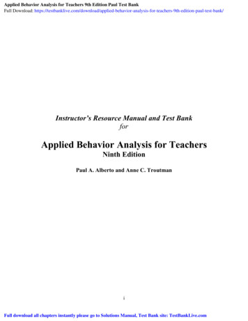 Applied Behavior Analysis For Teachers - Test Bank