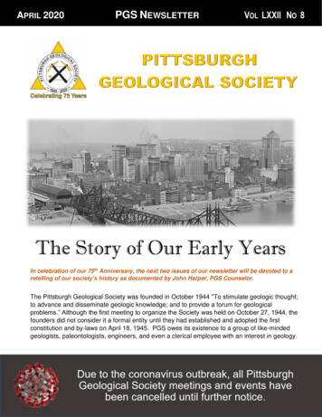 The Story Of Our Early Years - PITTSBURGH GEOLOGICAL SOCIETY