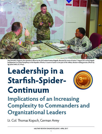 E P U YCO 0 Leadership In A Starfish-Spider- Continuum