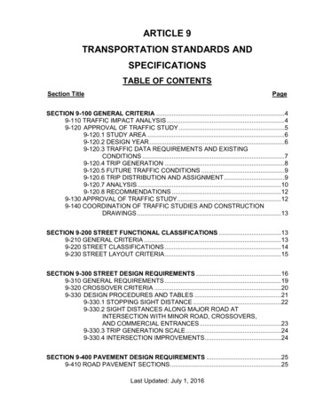 ARTICLE 9 TRANSPORTATION STANDARDS AND SPECIFICATIONS - Revize