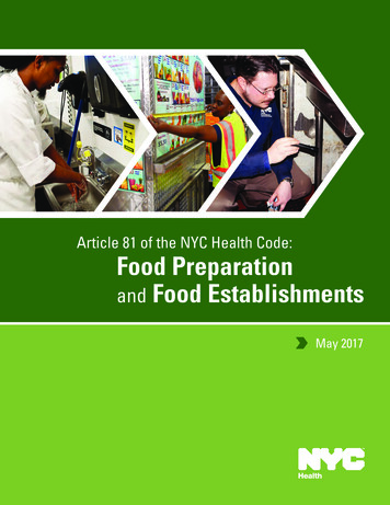 Article 81 Of The NYC Health Code: Food Preparation And .