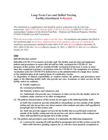 Long-Term Care And Skilled Nursing Facility Attachment A-Revised