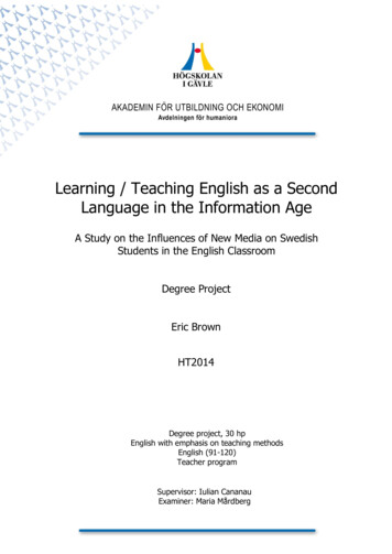 Learning / Teaching English As A Second Language In The .