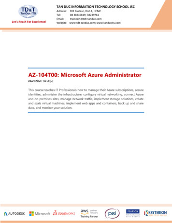 AZ-104T00: Microsoft Azure Administrator - Tanducits 