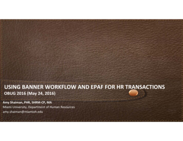 USING BANNER WORKFLOW AND EPAF FOR HR 