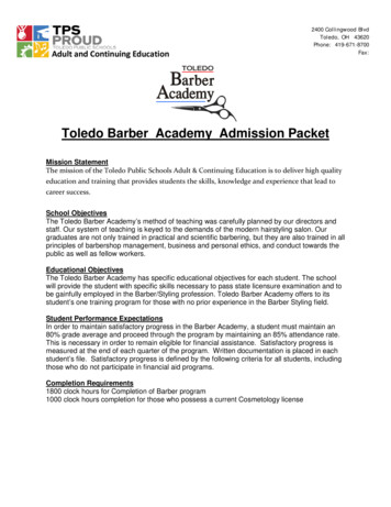 Toledo Barber Academy Admission Packet