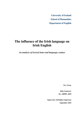 The Influence Of The Irish Language On Irish English