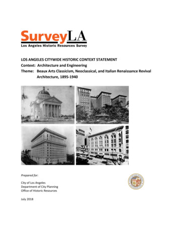 LOS ANGELES CITYWIDE HISTORIC CONTEXT STATEMENT Context: Architecture .