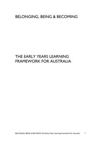 THE EARLY YEARS LEARNING FRAMEWORK FOR 