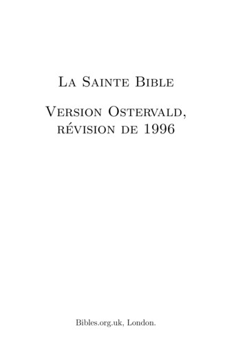 La Sainte Bible Version Ostervald, Révision De 1996