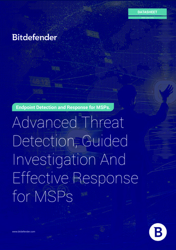 Endpoint Detection And Response For MSPs. Advanced Threat Detection .