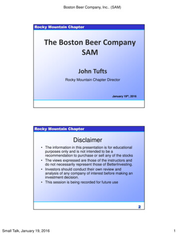 The Boston Beer Company SAM - Rmchapter 