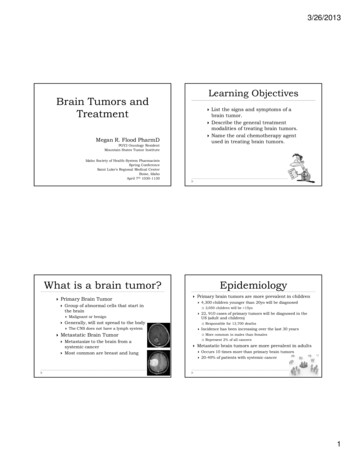 Learning Objectives Brain Tumors And Treatment