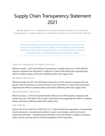 Supply Chain Transparency Statement 2021 - Brooks Running