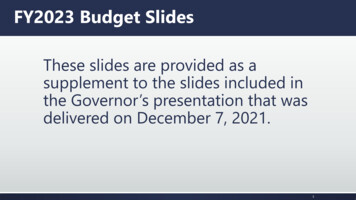 FY2023 Budget Supplemental Slides