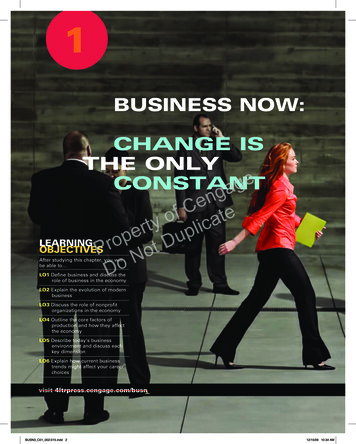 BUSINESS NOW: CHANGE IS THE ONLY CONSTANT